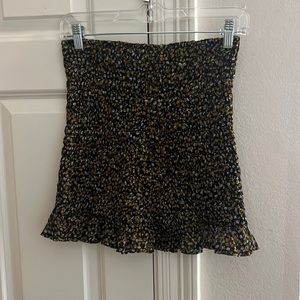 Ruched floral mini skirt